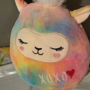 Squishmallows Rainbow Tie Dye Llama XOXO Heart Plush Toy 8 Inch